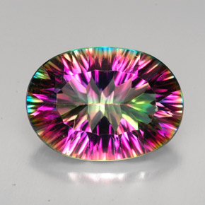 Quartzo místico arco-íris premium natural 11,41ct, corte oval, VVS