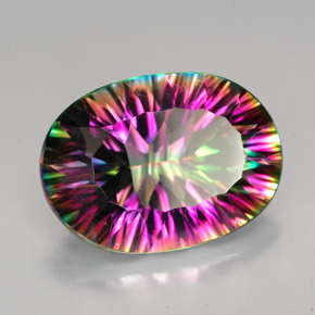 Quartzo místico arco-íris premium natural 11,41ct, corte oval, VVS