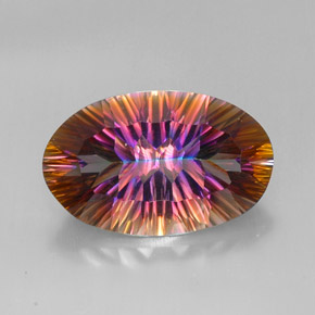 Quartzo místico multicolorido natural 14,22ct, corte oval, VVS
