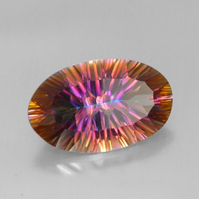 Quartzo místico multicolorido natural 14,22ct, corte oval, VVS