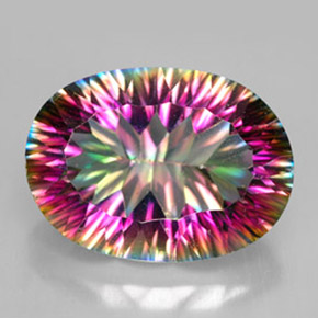 Quartzo místico multicolorido natural 11,70ct, corte oval, VVS-VS
