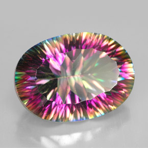 Quartzo místico multicolorido natural 11,70ct, corte oval, VVS-VS