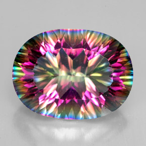 Quartzo místico multicolorido natural 9,29ct, corte oval, VVS-VS
