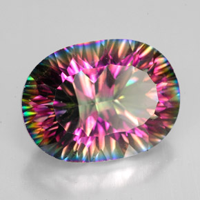 Quartzo místico multicolorido natural 9,29ct, corte oval, VVS-VS