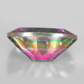 Quartzo místico multicolorido natural 10,60ct, corte oval, VVS-VS