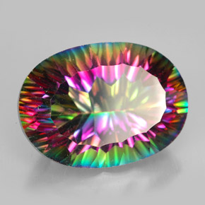 Quartzo místico multicolorido natural 12,45ct, corte oval, VVS-VS
