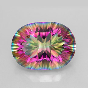 Quartzo místico multicolorido natural 9,34ct, corte oval, VVS-VS
