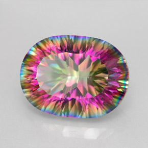 Quartzo místico multicolorido natural 9,34ct, corte oval, VVS-VS