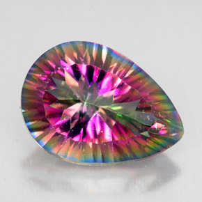 Quartzo místico multicolorido natural 4,89ct, formato de pêra, VVS-VS