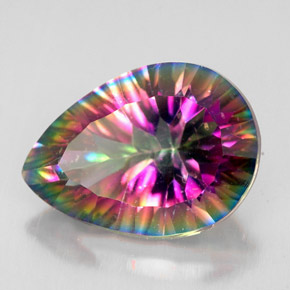Quartzo místico multicolorido natural 4,89ct, formato de pêra, VVS-VS