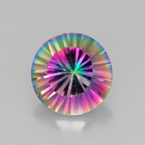 Quartzo místico multicolorido natural 2,39ct, corte redondo, VVS-VS