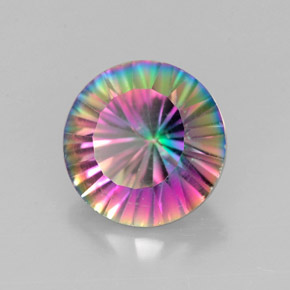Quartzo místico multicolorido natural 2,39ct, corte redondo, VVS-VS