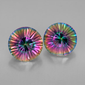 Pedras preciosas de quartzo místico multicolorido natural de  ct, corte redondo, VVS-VS