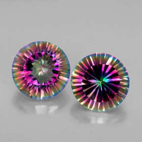 Pedras preciosas de quartzo místico multicolorido natural de  ct, corte redondo, VVS-VS
