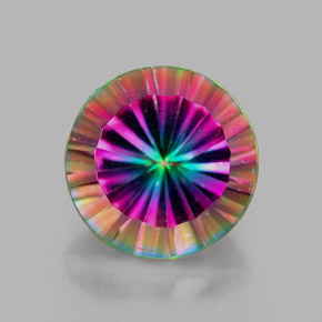 Quartzo místico multicolorido natural 2,67ct, corte redondo, VVS-VS