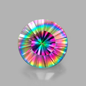 Quartzo místico multicolorido natural 2,25ct, corte redondo, VVS-VS