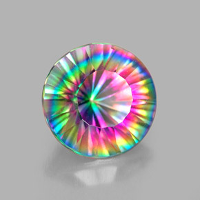 Quartzo místico multicolorido natural 2,25ct, corte redondo, VVS-VS