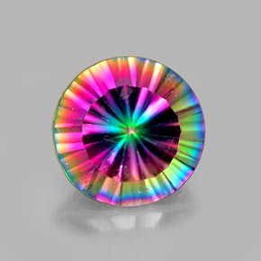 Quartzo místico multicolorido natural 2,25ct, corte redondo, VVS-VS