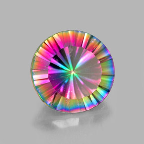 Quartzo místico multicolorido natural 2,25ct, corte redondo, VVS-VS