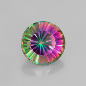 Quartzo místico multicolorido natural 2,41ct, corte redondo, VVS-VS