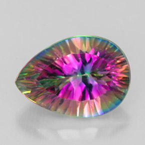 Quartzo místico multicolorido natural 4,85ct, formato de pêra, VVS-VS