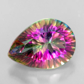 Quartzo místico multicolorido natural 5,40ct, formato de pêra, VVS-VS