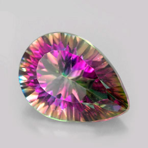 Quartzo místico multicolorido natural 5,40ct, formato de pêra, VVS-VS