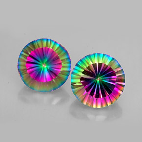 Pedras preciosas de quartzo místico multicolorido natural de  ct, corte redondo, VVS