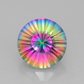 Quartzo místico multicolorido natural 2,87ct, corte redondo, VVS