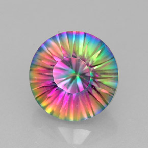 Quartzo místico multicolorido natural 2,87ct, corte redondo, VVS