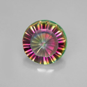 Quartzo místico multicolorido natural 2,19ct, corte redondo, VVS