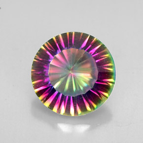 Quartzo místico multicolorido natural 2,47ct, corte redondo, VVS