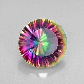 Quartzo místico multicolorido natural 2,47ct, corte redondo, VVS