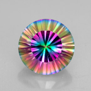 Quartzo místico multicolorido natural 2,75ct, corte redondo, VVS