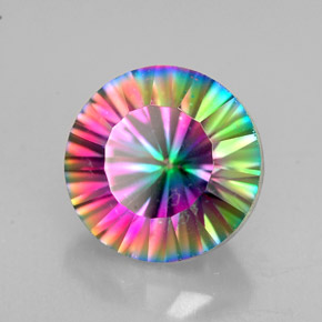 Quartzo místico multicolorido natural 2,75ct, corte redondo, VVS