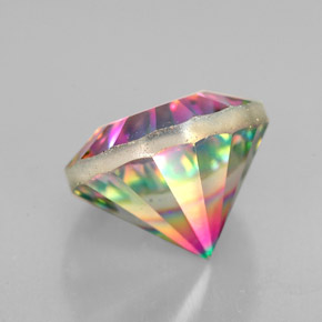 Quartzo místico multicolorido natural 2,75ct, corte redondo, VVS