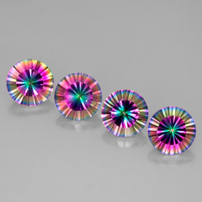 Pedras preciosas de quartzo místico multicolorido natural de  ct, corte redondo, VVS