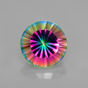 Quartzo místico multicolorido natural 2,46ct, corte redondo, VVS