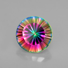 Quartzo místico multicolorido natural 2,46ct, corte redondo, VVS