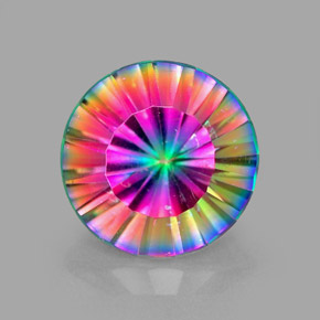 Quartzo místico multicolorido natural 2,25ct, corte redondo, VVS