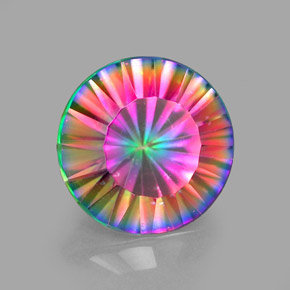 Quartzo místico multicolorido natural 2,25ct, corte redondo, VVS
