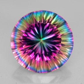 Quartzo místico multicolorido natural 8,35ct, corte redondo, VVS