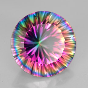 Quartzo místico multicolorido natural 8,35ct, corte redondo, VVS