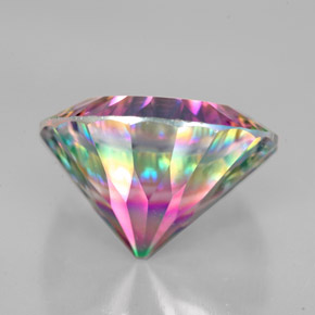 Quartzo místico multicolorido natural 8,35ct, corte redondo, VVS
