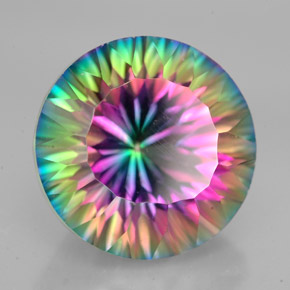 Quartzo místico multicolorido natural 10,59ct, corte redondo, VVS