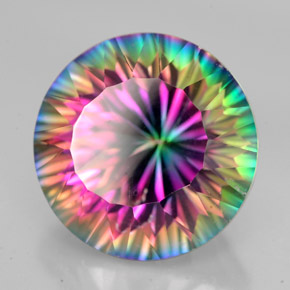 Quartzo Místico Top Rainbow Natural 10.15ct, Corte Redondo, VVS