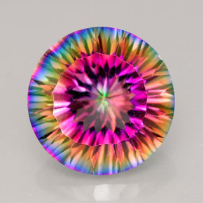 Quartzo místico multicolorido natural 9,19ct, corte redondo, VVS