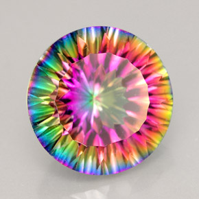 Quartzo místico multicolorido natural 9,19ct, corte redondo, VVS