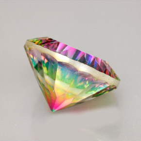 Quartzo místico multicolorido natural 9,19ct, corte redondo, VVS
