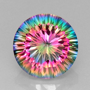 Quartzo místico multicolorido natural 5,86ct, corte redondo, VVS-VS
